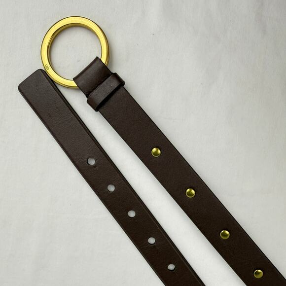 Cabi Brown Leather Belt Gold Ring Buckle Hook Closure Studs Low Slung Size 36 main image 6
